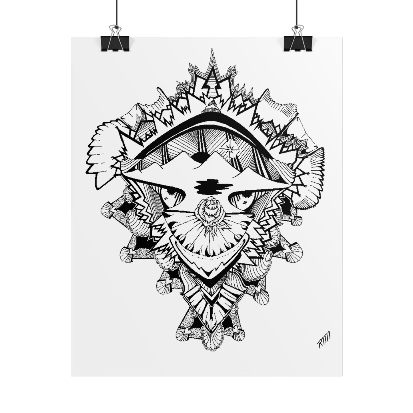 Print - Artistic Black and White Rolled Poster - Unique Abstract Design by Ronald Morley