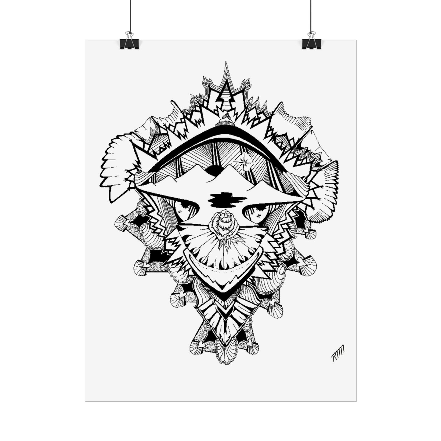 Print - Artistic Black and White Rolled Poster - Unique Abstract Design by Ronald Morley