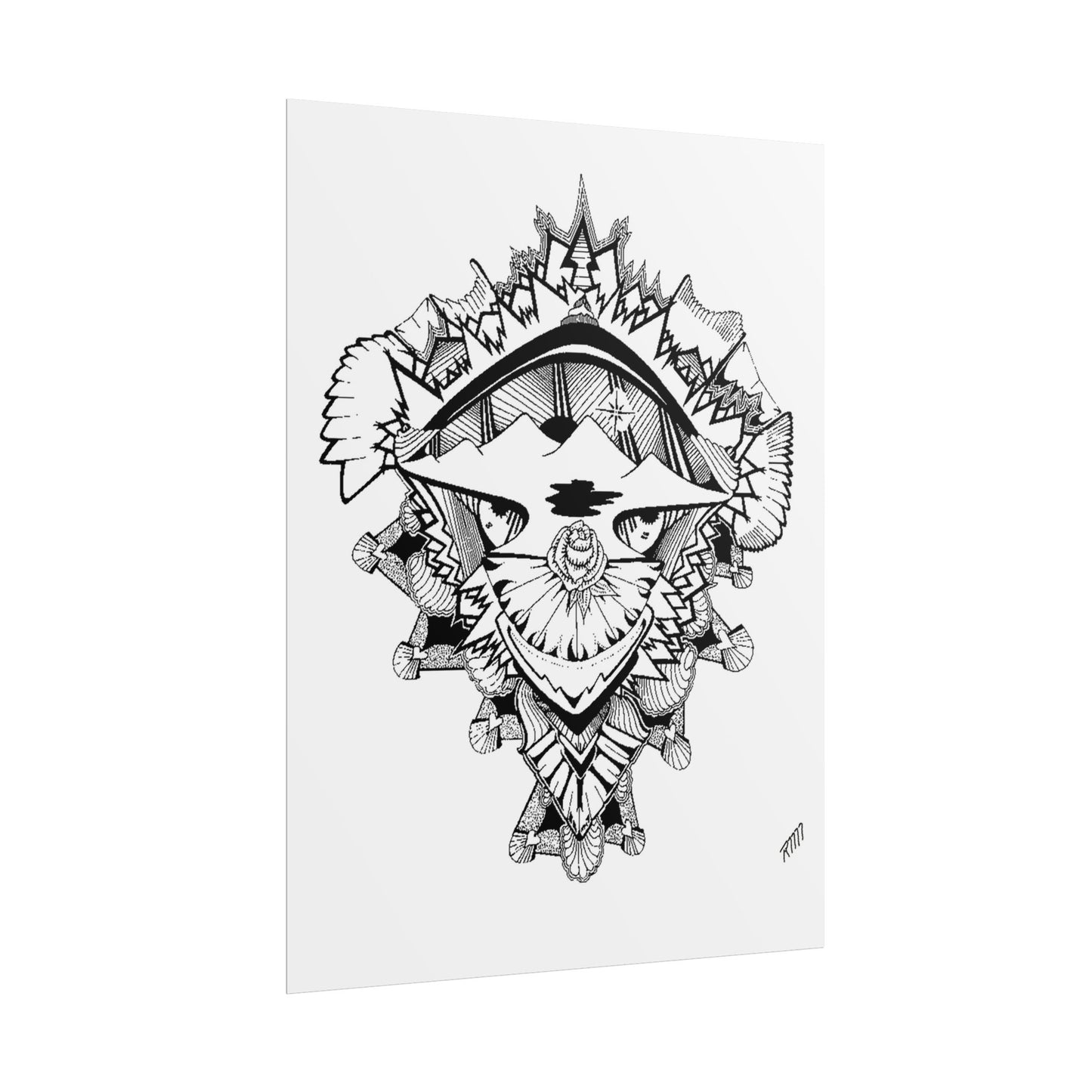 Print - Artistic Black and White Rolled Poster - Unique Abstract Design by Ronald Morley