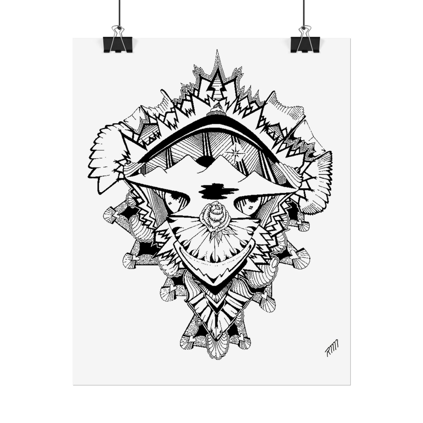 Print - Artistic Black and White Rolled Poster - Unique Abstract Design by Ronald Morley
