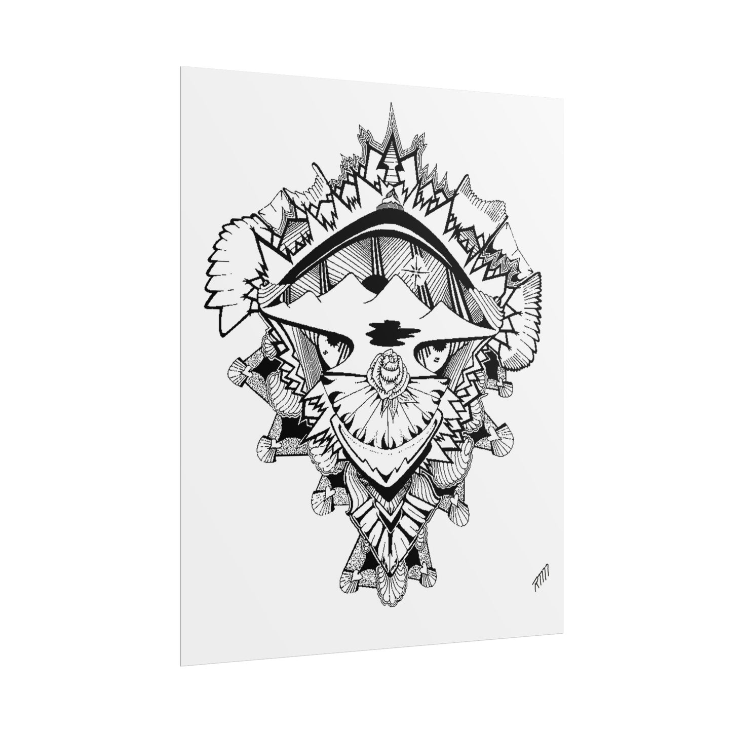Print - Artistic Black and White Rolled Poster - Unique Abstract Design by Ronald Morley