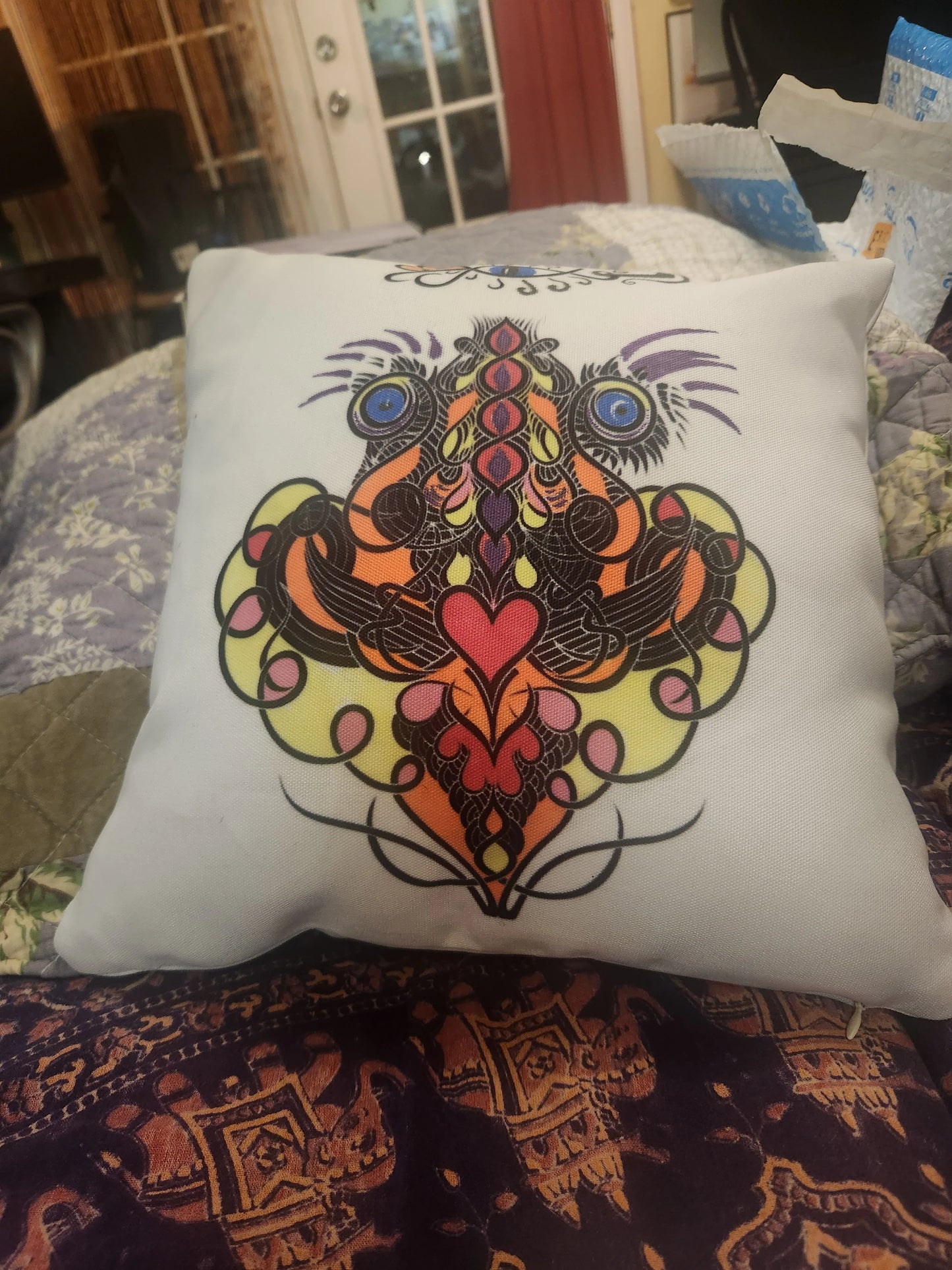 Pillow Drawing on a Spun Polyester Pillow - color it in if you choose  - Art by Ronald Morley