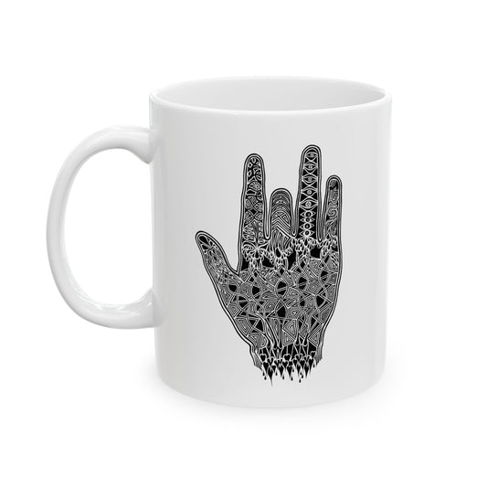 Jerry Garcia Hand Ceramic Mug (11oz, 15oz) - Ronald Morley Artwork