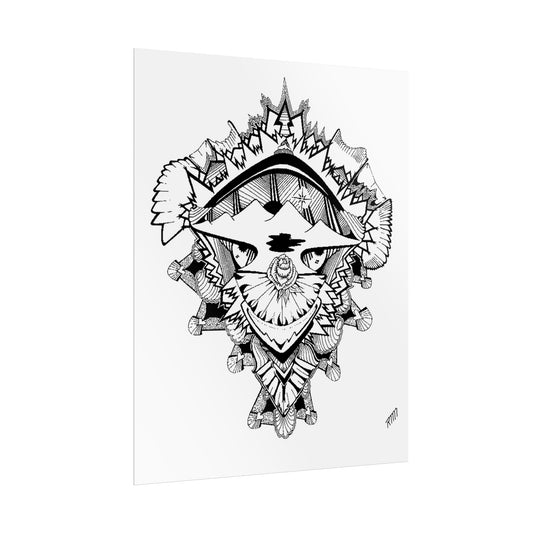 Print - Artistic Black and White Rolled Poster - Unique Abstract Design by Ronald Morley